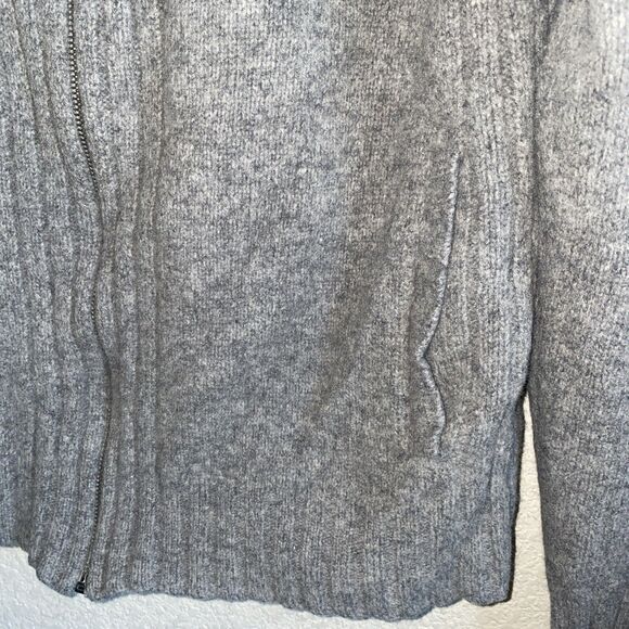 Vintage Express Lambs Wool Full Zip Cardigan Sweater Cable Knit Chunky L Gray - Picture 4 of 10